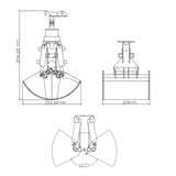 Metal Hydraulic Grab Clamshell Tiltable Bucket For DIY 1/14 MT Model 946 946-3 Tracked Wheeled RC Excavator Model Remote Control Vehicles