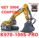 Kabolite 1/14 Remote Control Hydraulic Excavator K970 100S Pro RC Digger Model with Light Sound Smoke