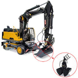 1:14 RC Hydraulic Digger Metal 3-Arm EC380 Wheeled Remote Controlled Excavators Grab Tiltable Clamshell Bucket Simulation Model