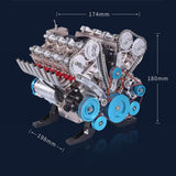 CN Stock Second-hand 99%New TECHING 500+Pcs V8 Engine Building Kit 8 Cylinder Metal Machinery Assembly Model