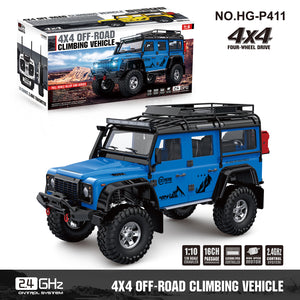 1/10 Blue Crawler Racing Car 4x4 Off-road RC RIR Climbing Vehicle P411 Lights Sound Smoking Winch ESC 540 Brushed Motor Servo