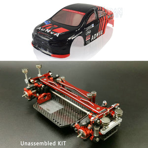 Lancer EVO Body Shell Metal Carbon Fibre Chassis KIT DIY 1/28 MINID RC Racing Drift Car Remote Control Vehicles