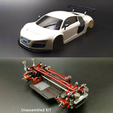 AUDI R8 Body Shell Upgraded Chassis KIT DIY 1/28 AWD MINID RC Racing Vehicles Remote Control Drift Car