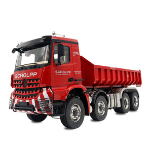 JDM-191 1/14 8*8 Red Hydraulic RC Dumper Truck Roll On/Off Tipper Motor ESC Servo Lights Sound System Controller & Receiver