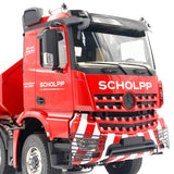JDM-191 1/14 8*8 Red Hydraulic RC Dumper Truck Roll On/Off Tipper Motor ESC Servo Lights Sound System Controller & Receiver