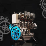 Metal Engine Model Building Kit TECHING Inline 4 Cylinder Machinery Assembly Toy W/ Battery Mechanical art Decoration Part