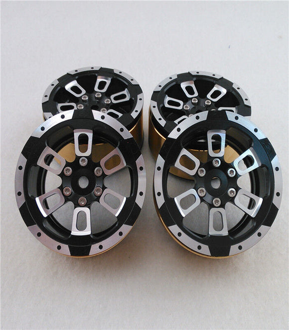 Toucanrc Spare Part 2 Pairs 1/10 Scale Rock Crawler Model 1.9inch Emulation Black Metal Wheel Hub E for Remote Control Cars