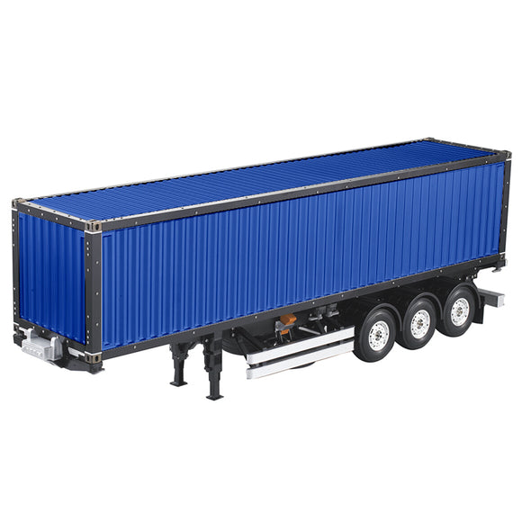 Toucanrc 1/14 Blue Painted Remote Controller 40ft DIY 3Axles Chassis Container for Semi Truck Tractor Trailer Unassembled