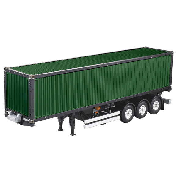 Toucanrc 3Axles 40ft Container Chassis KIT for Semi Truck 1/14 Remote Controller Tractor Trailer Green Painted Unassembled