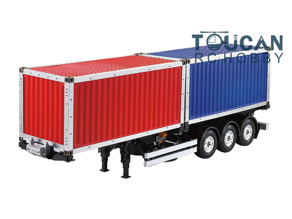 Toucanrc Unpainted 2*20ft Container Semi Trailer for Tamiyaya 1/14 RC Tractor Truck Remote Control Vehicle s