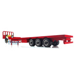 125*23CM Assembled Red Metal Wheel Hubs Heavy 3Axle Steering Trailer W/ Support Legs Rear Light For 1/14 TAMIYA RC Tractor Truck