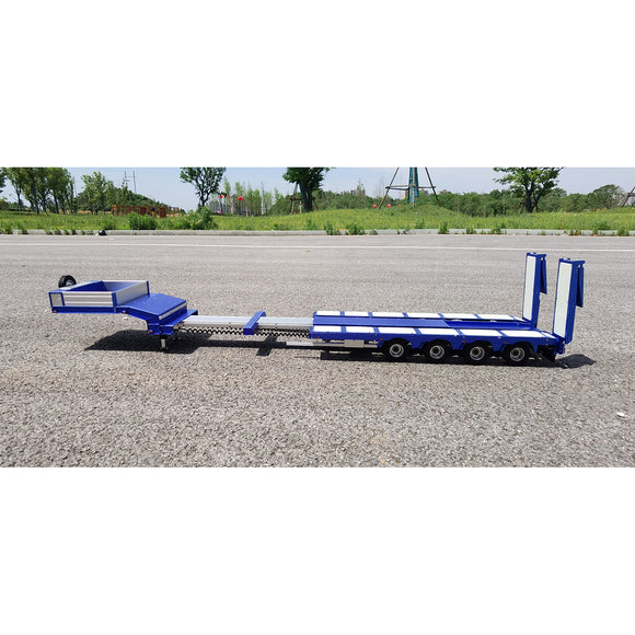 Degree 1:14 Metal Blue Heavy 4Axles Steering RC Trailer 997 Model W/ Motor Servo ESC Light Module For TAMIYA RC Tractor Truck Car