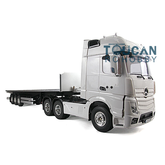 Toucanrc 1/14 Remote Controller 3Axles DIY 6*4 Tractor Truck Car Model KIT 35T Motor Flatbed Lorry Trailer Painted