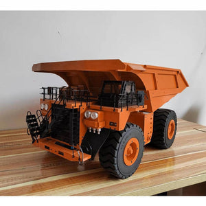 Orange Metal 1/20 Scale RC Hydraulic Mine Truck CAT 793D Dumper Remote Control Tipper Car Model I6X Radio Lights Motor Servo