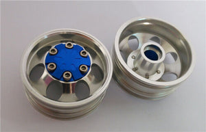 Toucanrc Spare Part 1Pair Metal Blue Narrow Front Wheel Hub for 1/14 Radio Control Tractor Truck Dumper RC DIY TAMIYA Trailer Car