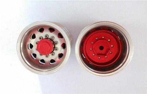 Toucanrc Metal Double Rear Wheel Hub A Red Spare Part DIY Suitable for 1/14 RC TAMIYA Tractor Truck Model DIY Radio Controlled Car